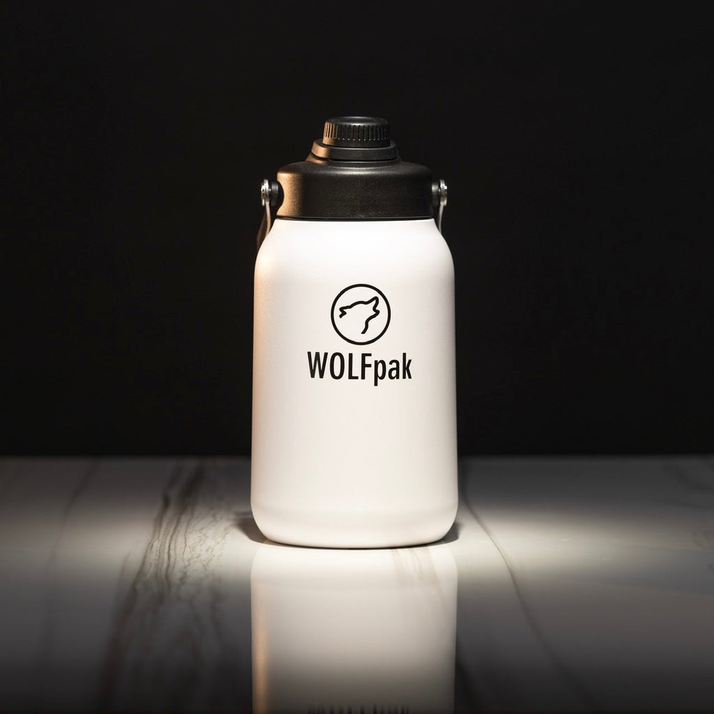 64oz Flask White Black Letters
