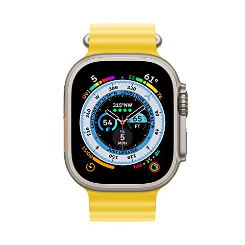 Apple Watch Ultra [GPS + Cellular 49mm] Titanium Case with Yellow Ocean Band, One Size - MNH93LL/A