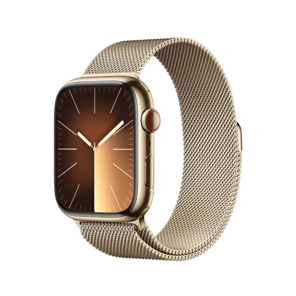 Apple Watch Series 9 (GPS + Cellular) 45mm Gold Stainless Steel Case w/ Gold Milanese Loop - MRMU3LL/A