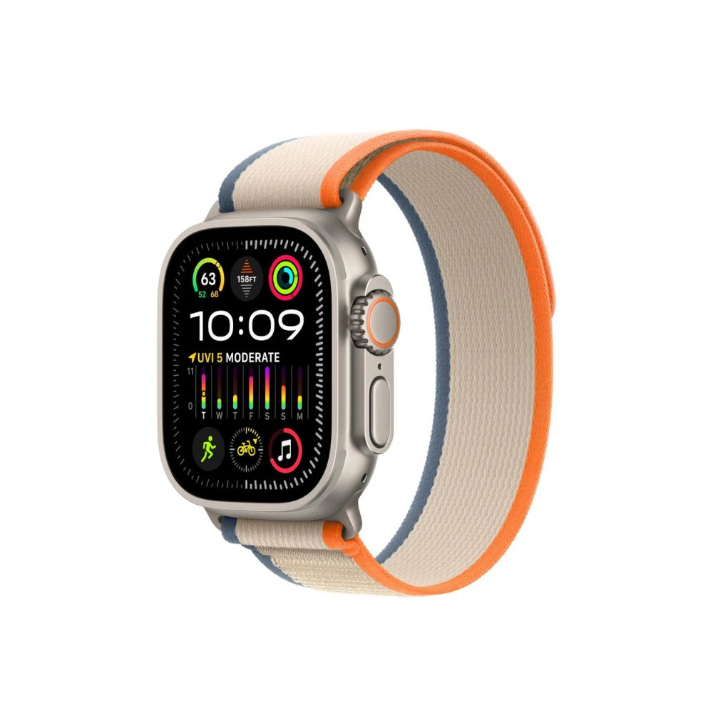 Apple Watch Ultra 2 (GPS + Cellular) 49mm Titanium Case w/ Orange/Beige Trail Loop S/M w/ Blood Oxygen - MRF13LL/A