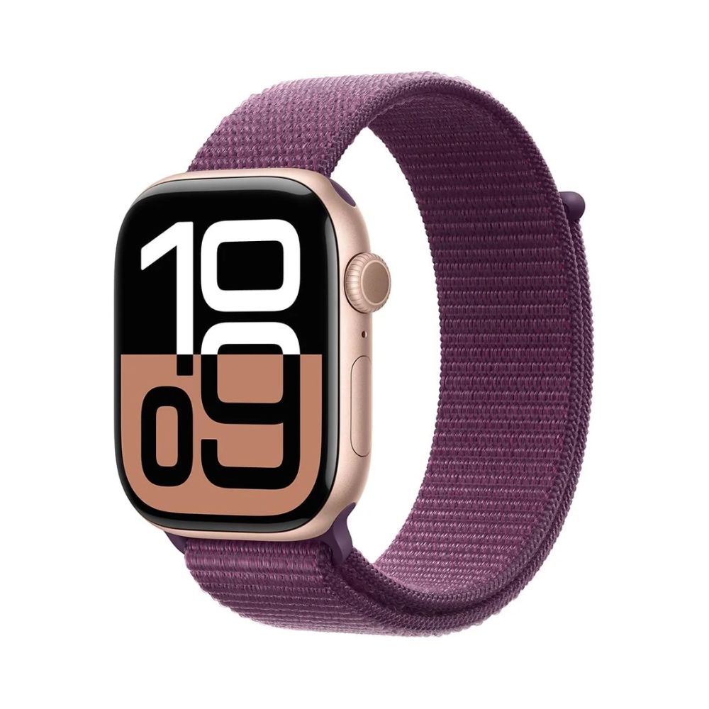 Apple Watch Series 10 (GPS) 42mm Rose Gold Aluminum Case w/ Plum Sport Loop