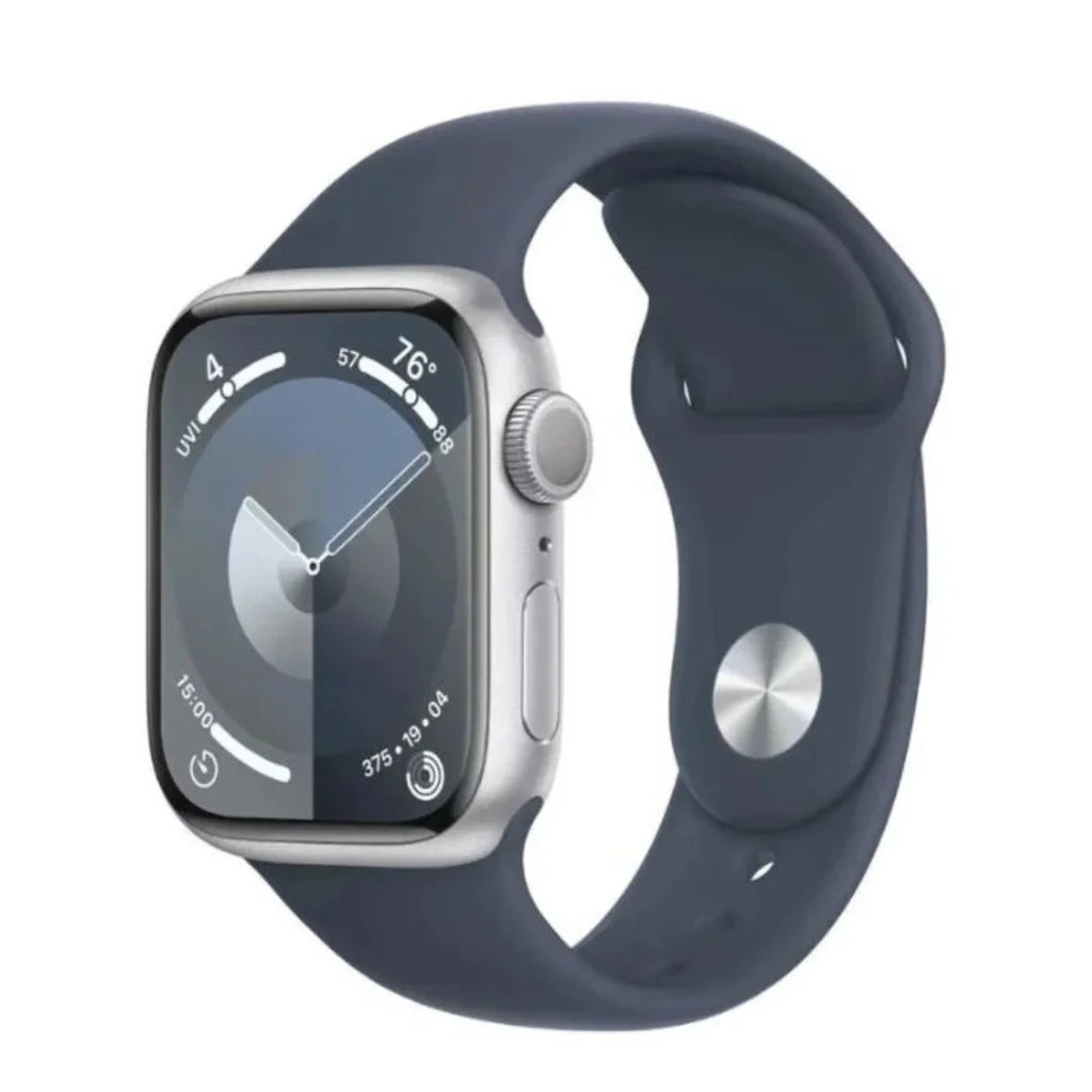 Apple Watch Series 9 GPS 41mm Aluminum Case with Storm Blue Sport Band (Small/Medium) - Silver - MR903LW/A