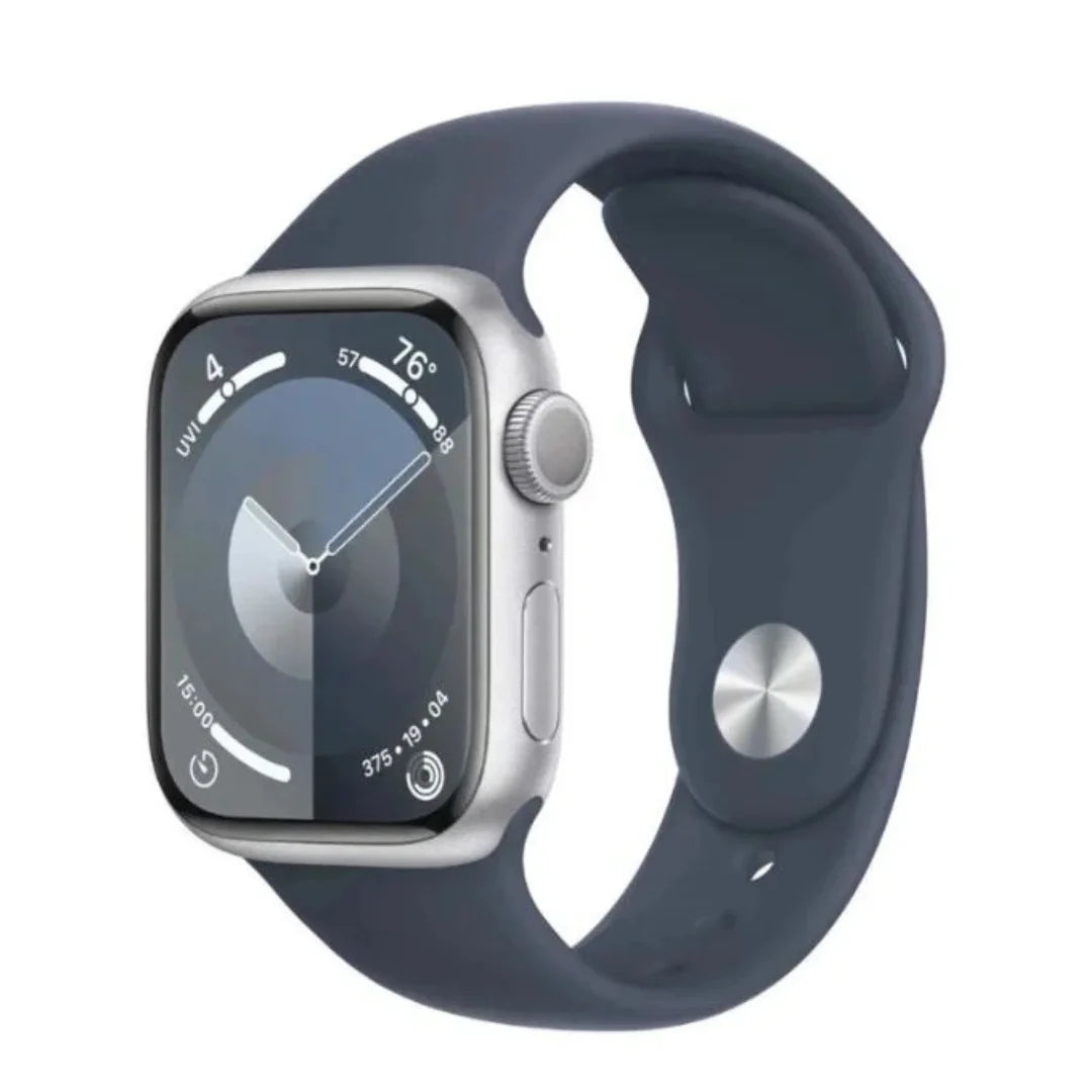 Apple Watch Series 9 GPS 41mm Aluminum Case with Storm Blue Sport Band (Small/Medium) - Silver - MR903LW/A