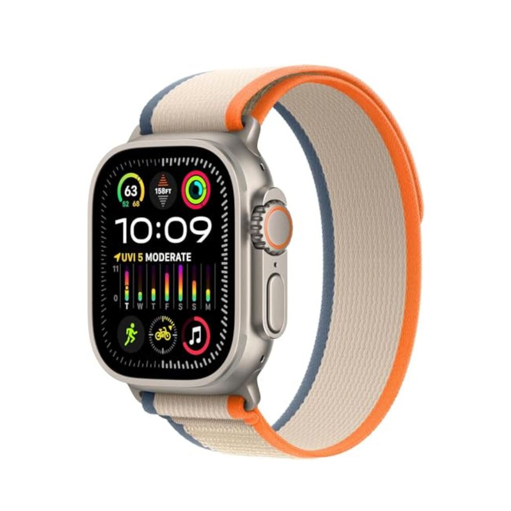 Apple Watch Ultra 2 GPS + Cell 49mm Titanium Case with Orange/Beige Trail Loop - S/M - MRF13LW/A