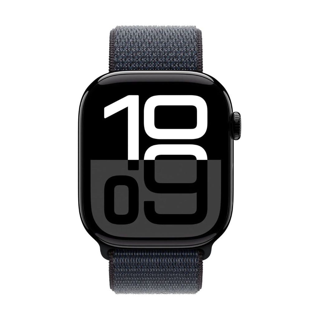 Apple Watch Series 10 (GPS+Cellular) 46mm Jet Black Aluminum Case w/ Ink Sport Loop - MWY53LW/A