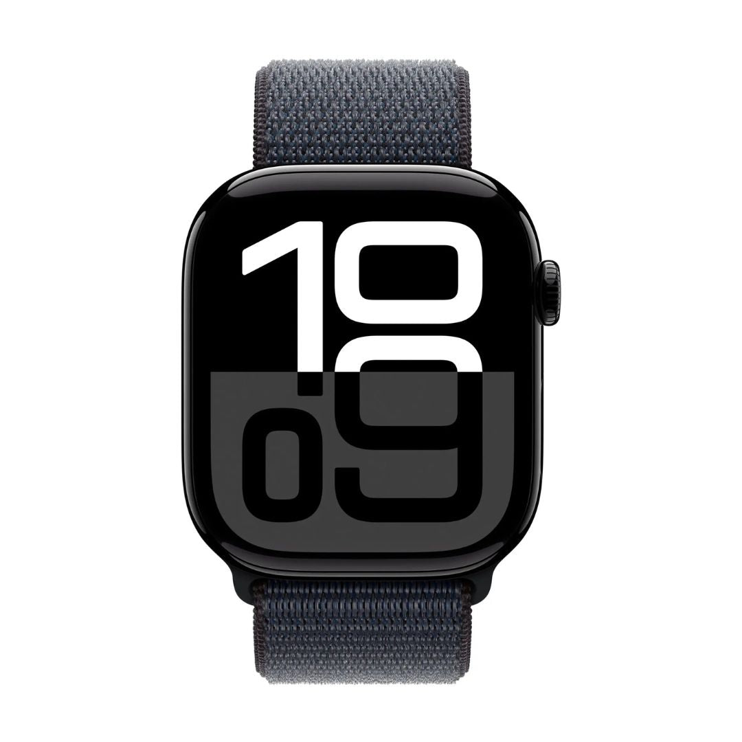 Apple Watch Series 10 (GPS+Cellular) 46mm Jet Black Aluminum Case w/ Ink Sport Loop - MWY53LW/A