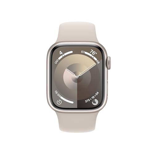 Apple Watch Series 9 (GPS + Cellular) 41mm Starlight Aluminum Case with Starlight Sport Band - M/L - MRHP3LW/A