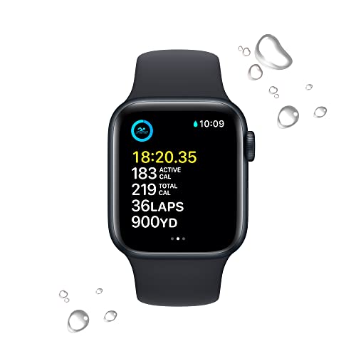 Apple Watch SE 2nd Gen (GPS) 40mm Midnight Aluminum Case with Midnight Sport Band - S/M - MXE73LL/A