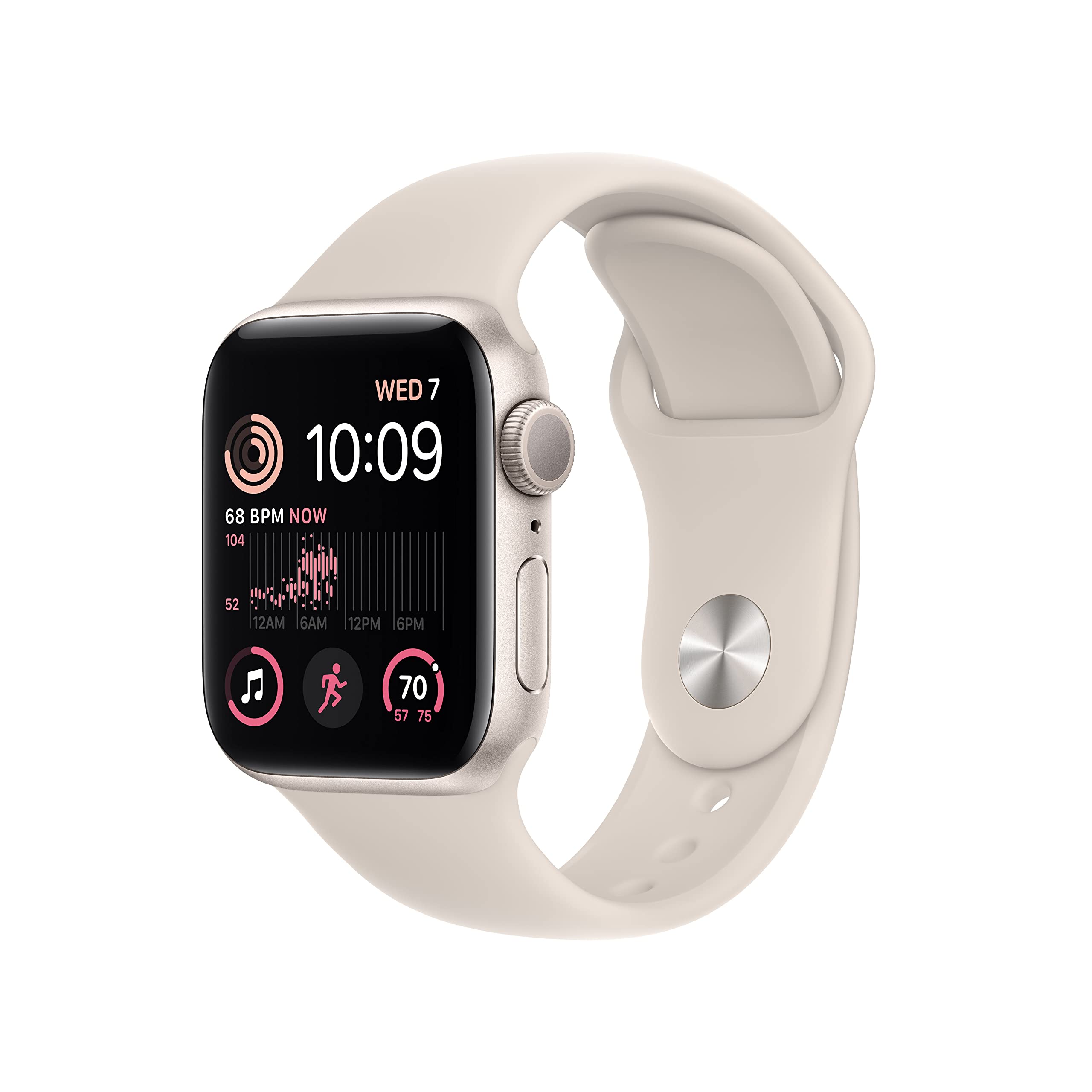 Apple Watch SE 2nd Generation (GPS) 40mm Aluminum Case with Starlight Sport Band - M/L - Starlight -