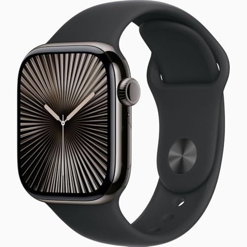 Apple Watch Series 10 (GPS+Cellular) 42mm Slate Titanium Case w/ Black Sport Band - S/M