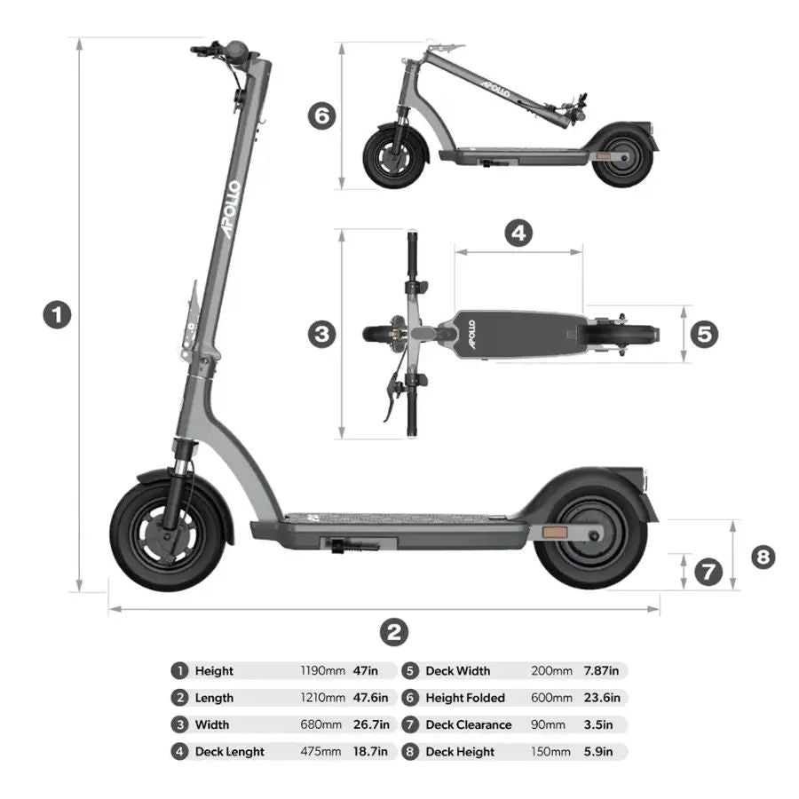 Apollo - Air Premium Electric Scooter w/43 mi Max Range & 21 mph Max Speed - Space Gray