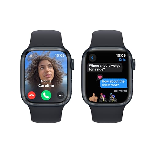 Apple Watch Series 9 GPS + Cellular 41mm Midnight Aluminum Case w/ Midnight Sport Band - S/M - MRHR3LW/A