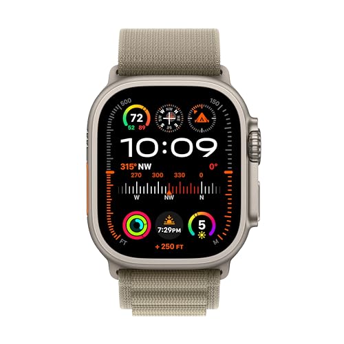 Apple Watch Ultra 2 (GPS + Cellular) 49mm Titanium Case with Olive Alpine Loop with Blood Oxygen - M