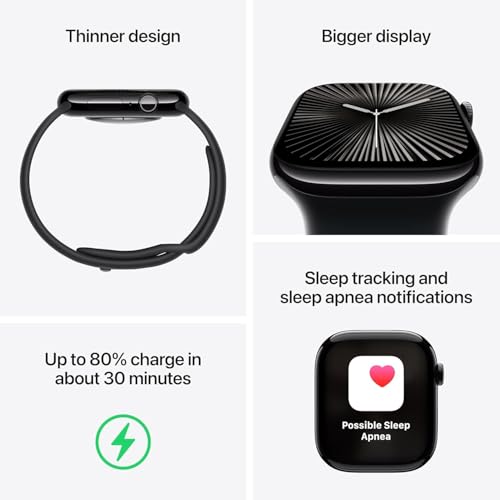 Apple Watch Series 10 (GPS) 46mm Jet Black Aluminum w/ Ink Sport Loop