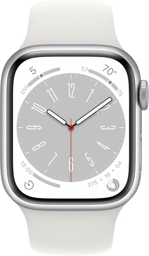 Apple Watch Series 8 (GPS) 41mm  Aluminum Case with White Sport Band - S/M - Silver