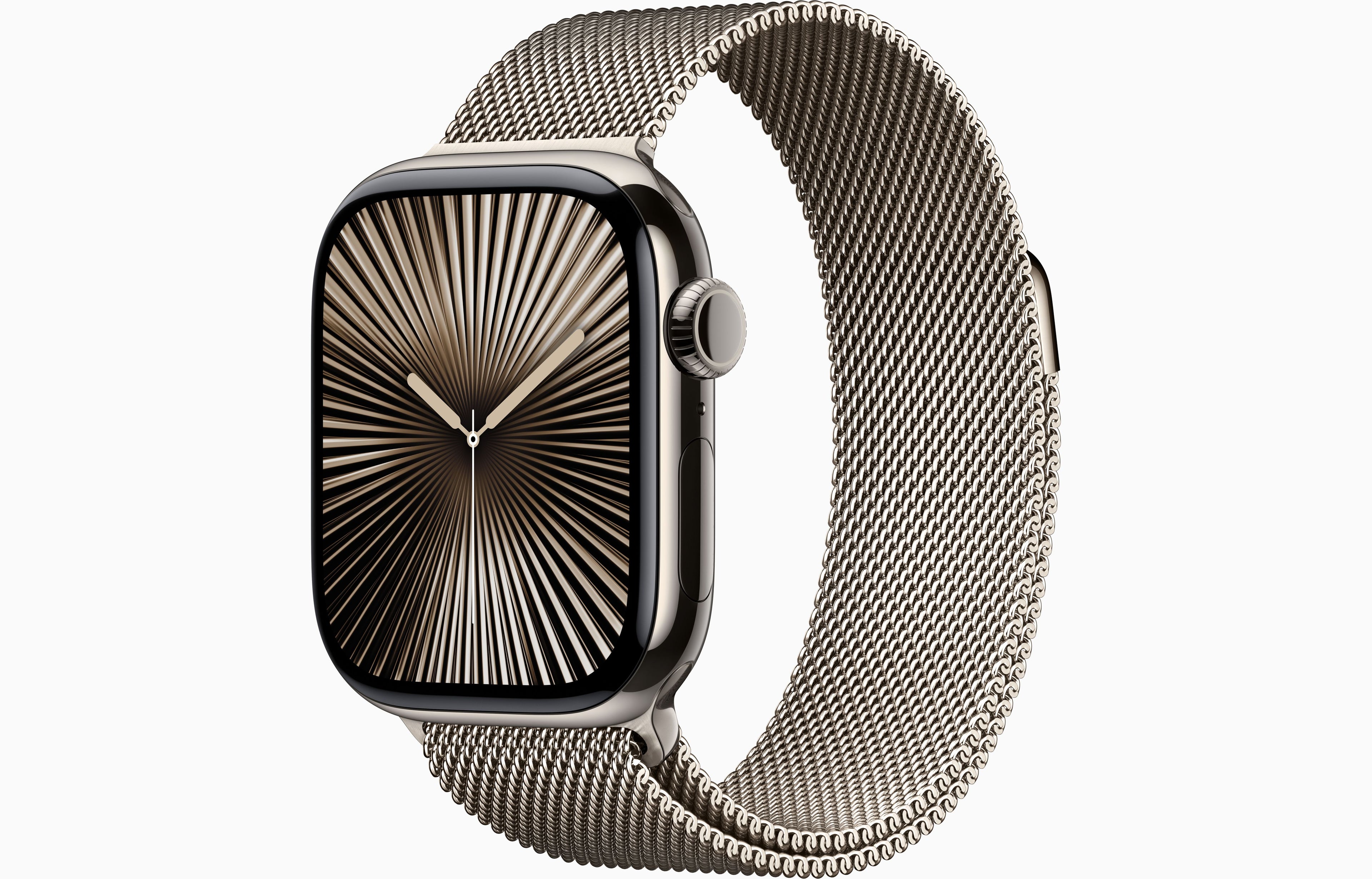 Apple - Watch Series 10 (GPS+Cellular) 42mm Titanium Case with Natural Milanese Loop - Natural - (20