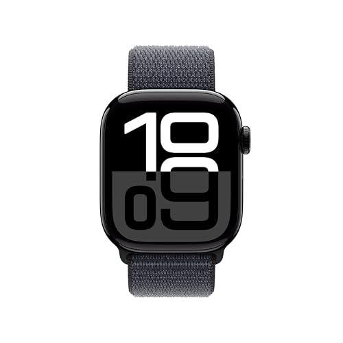 Apple Watch Series 10 (GPS+Cellular) 42mm Aluminum Case with Ink Sport Loop - Jet Black - (2024)