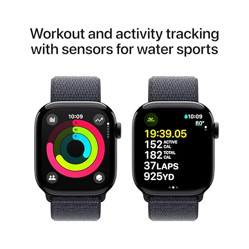 Apple Watch Series 10 (GPS+Cellular) 42mm Aluminum Case with Ink Sport Loop - Jet Black - (2024)