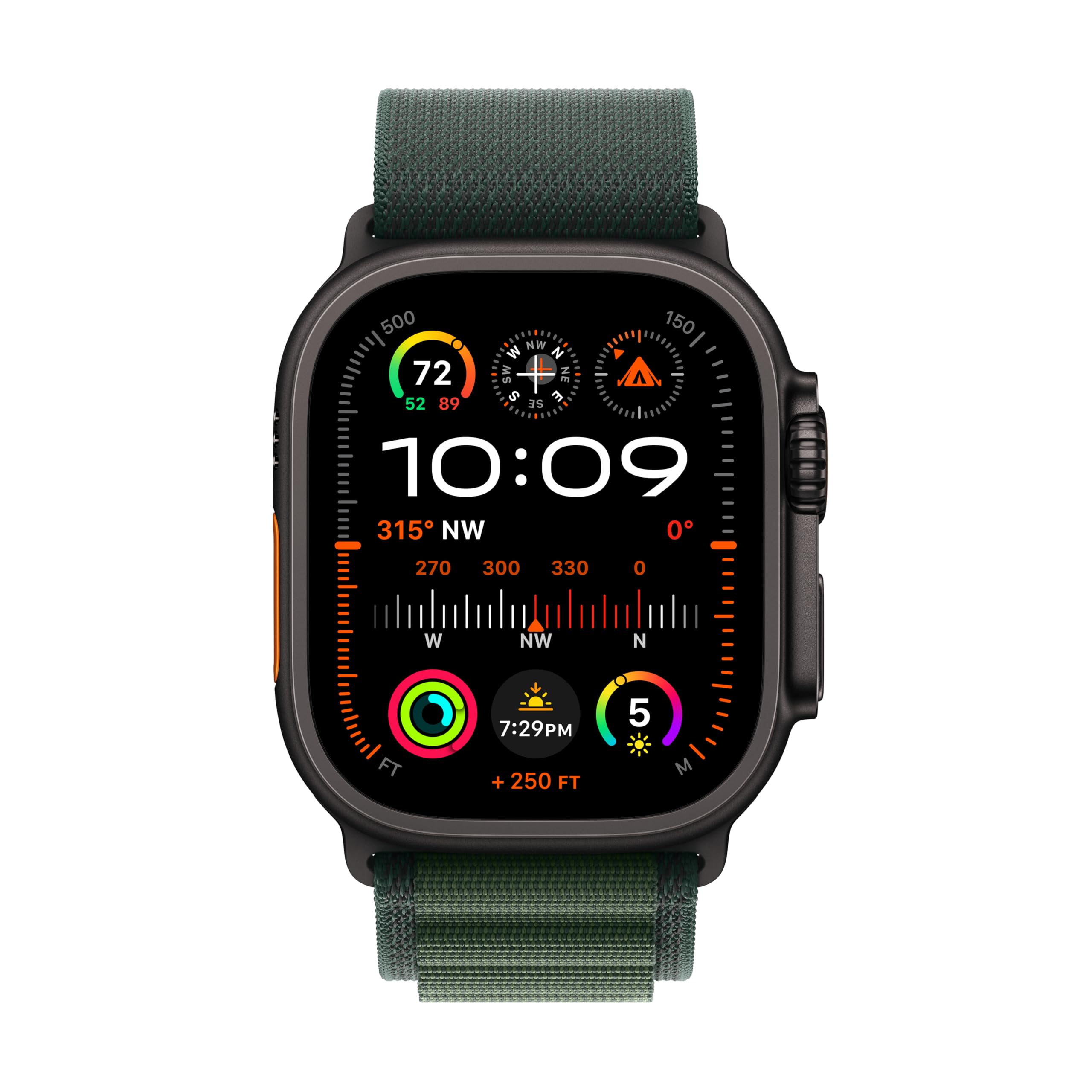 Apple Watch Ultra 2 (GPS + Cellular) 49mm Titanium Case with Dark Green Alpine Loop - Medium - Black
