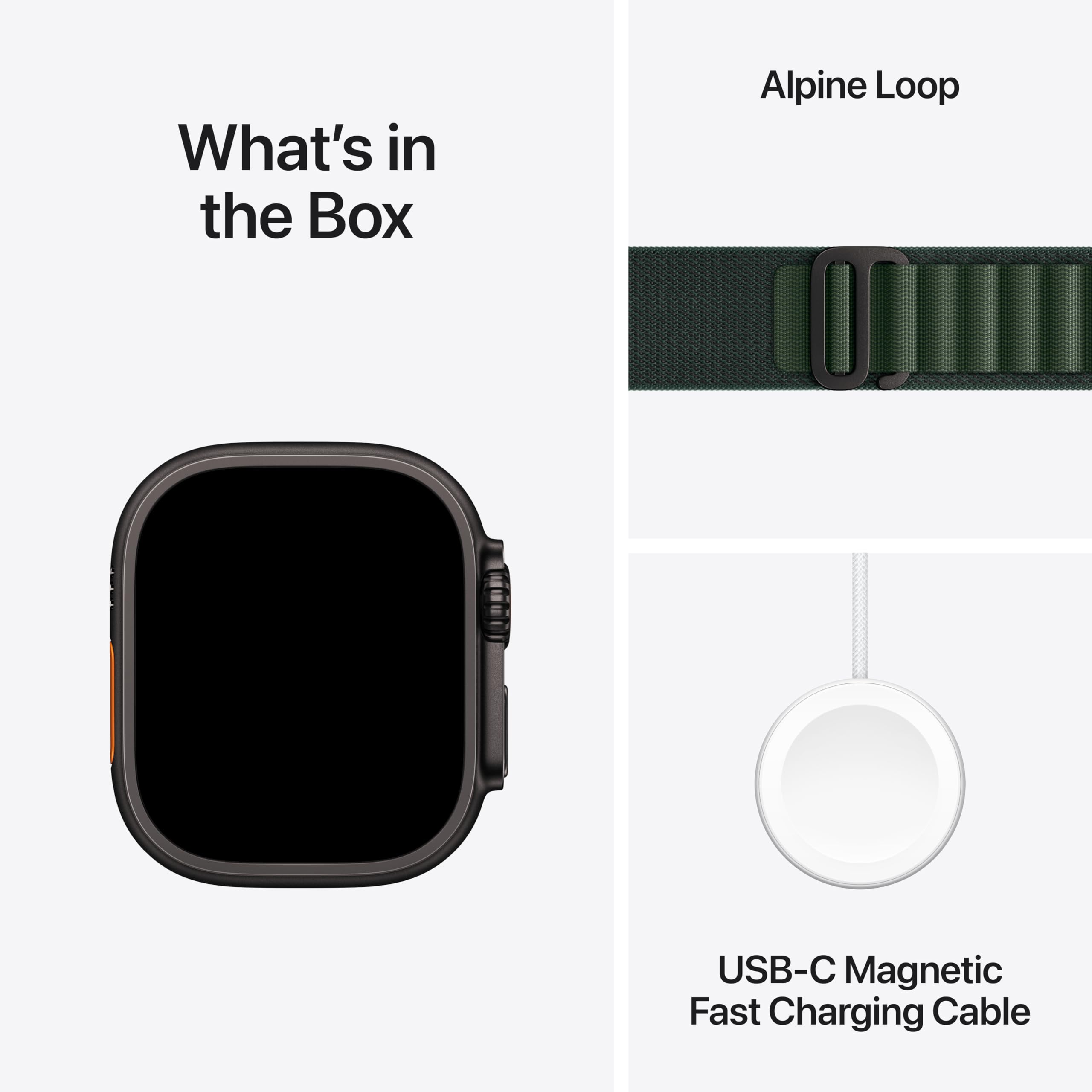 Apple Watch Ultra 2 (GPS + Cellular) 49mm Titanium Case with Dark Green Alpine Loop - Medium - Black