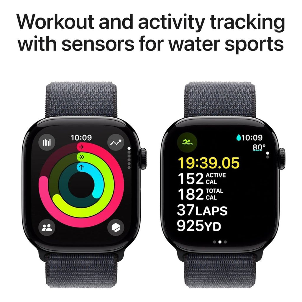 Apple Watch Series 10 (GPS+Cellular) 46mm Jet Black Aluminum Case w/ Ink Sport Loop - MWY53LW/A