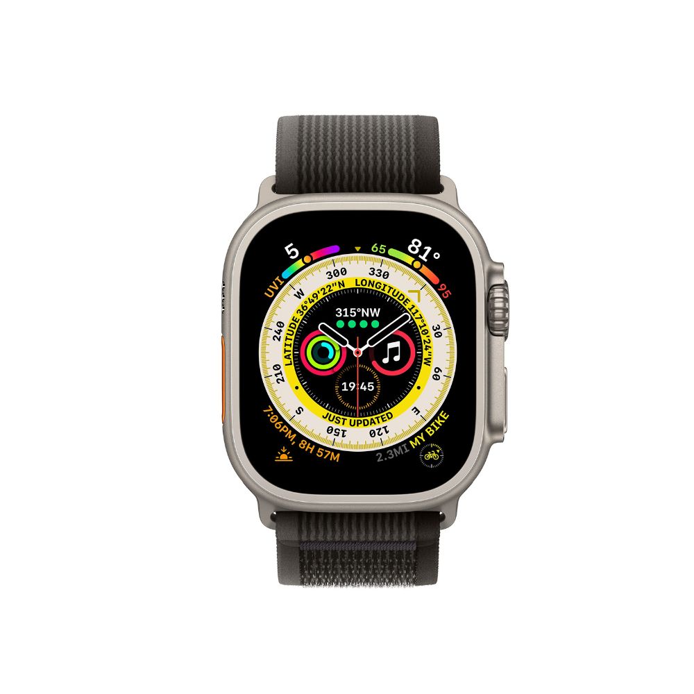 Apple Watch Ultra (GPS+Cell) 49mm Titanium Case w/ Black/Gray Trail Loop - S/M - MQF43LL/A