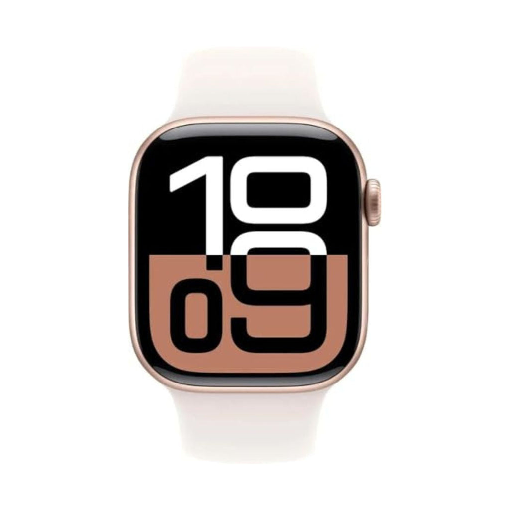 Apple Watch Series 10 - (GPS + Cellular) - 42mm Rose Gold Aluminum Case with Light Blush Sport Band - S/M - MWX93LW/