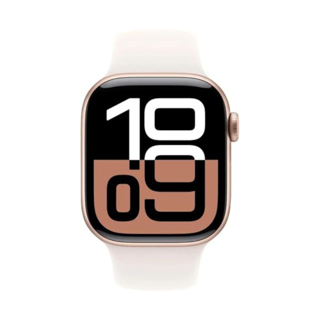 Apple Watch Series 10 - (GPS + Cellular) - 42mm Rose Gold Aluminum Case with Light Blush Sport Band - S/M - MWX93LW/