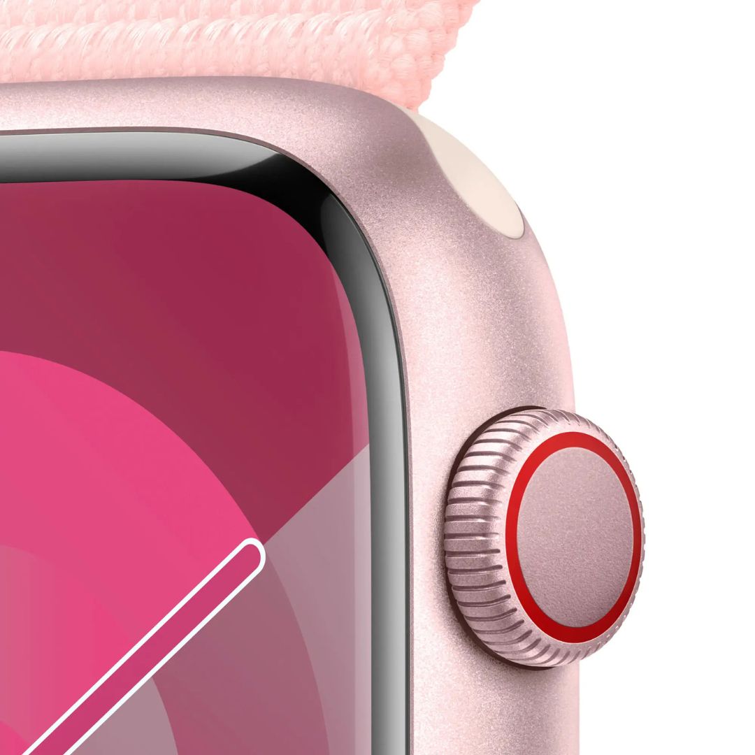 Apple Watch Series 9 (GPS+Cell) 45mm Aluminum Case w/ Light Pink Sport Loop - MRMM3LW/A