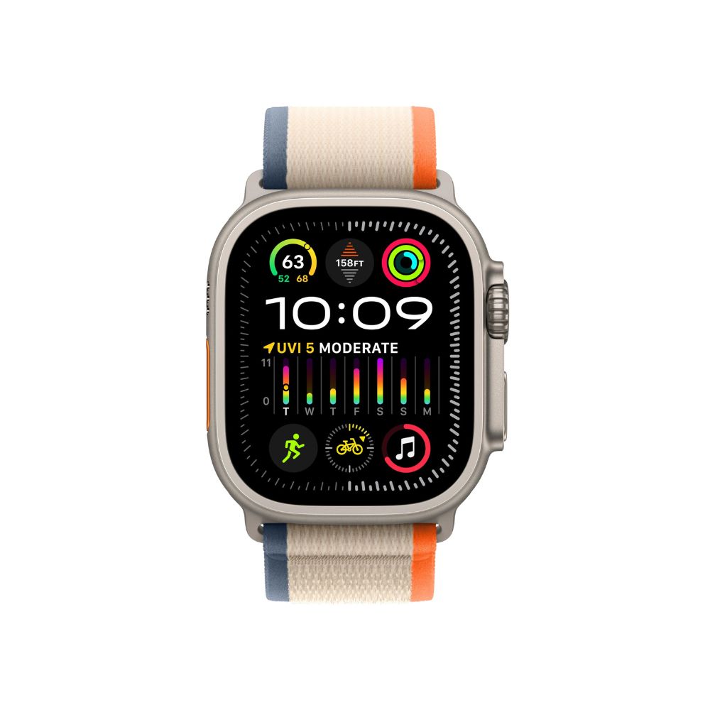Apple Watch Ultra 2 (GPS + Cellular) 49mm Titanium Case w/ Orange/Beige Trail Loop S/M w/ Blood Oxygen - MRF13LL/A