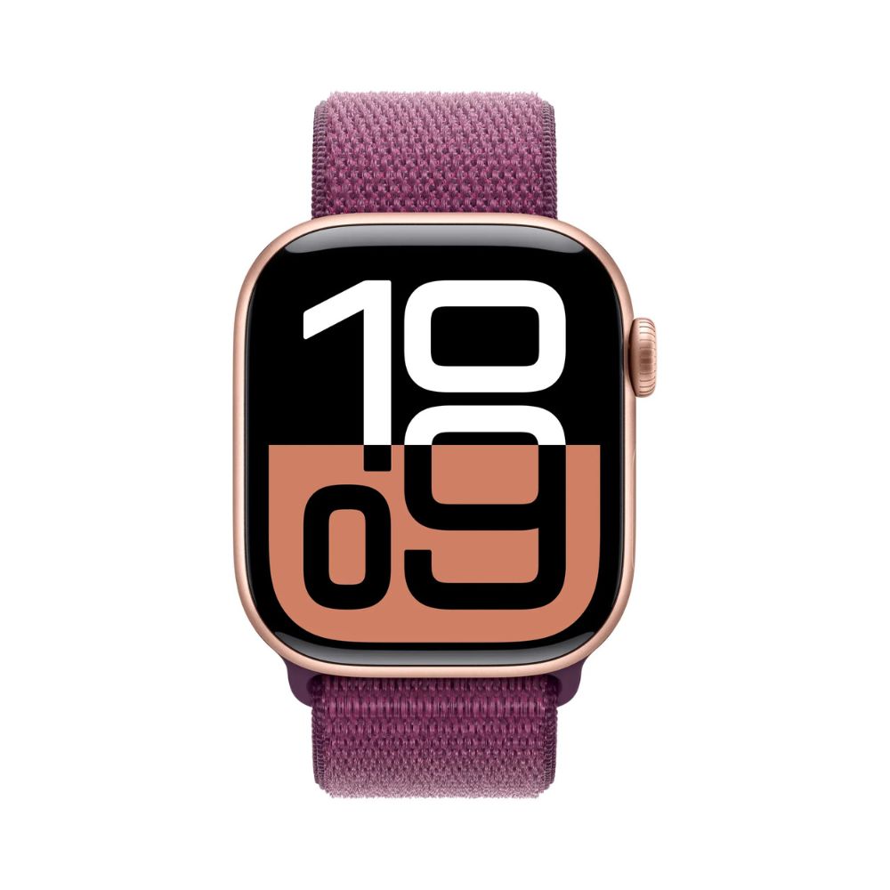 Apple Watch Series 10 (GPS) 42mm Rose Gold Aluminum Case w/ Plum Sport Loop