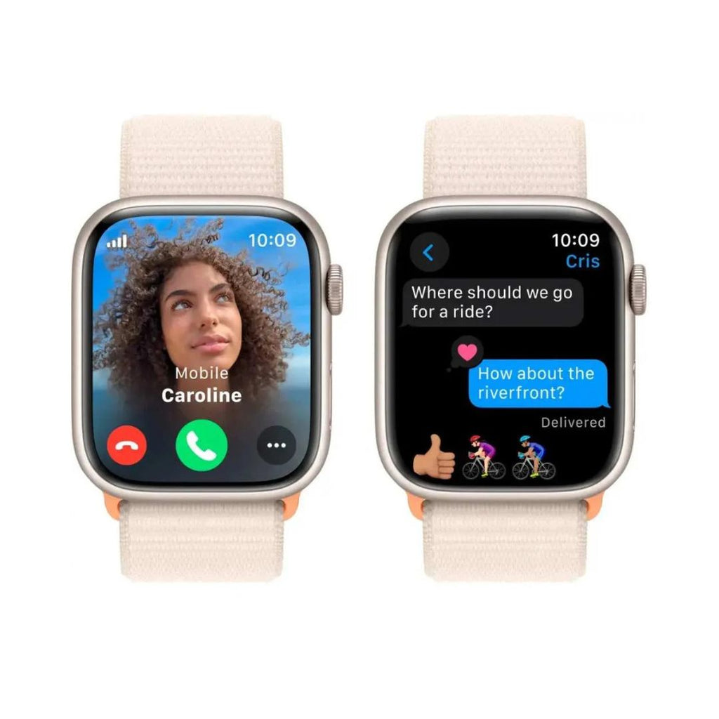 Apple Watch Series 9 (GPS + Cellular) 45mm Aluminum Case w/ Starlight Sport Loop - Adj - Starlight