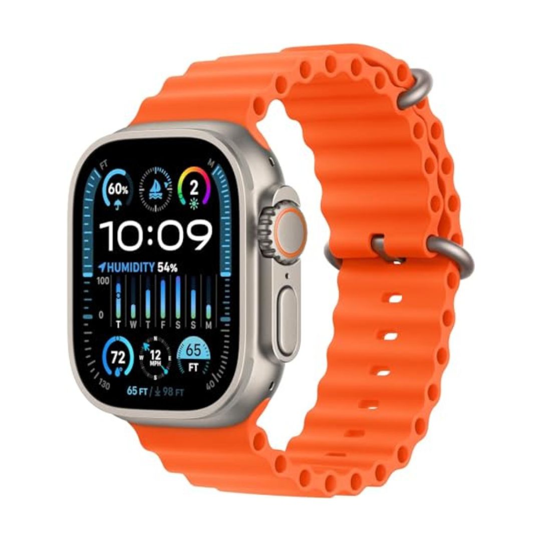 Apple Watch Ultra 2 (GPS + Cell) 49mm Titanium Case w/ Orange Ocean Band (NO Blood Oxygen) - MREH3LW/A