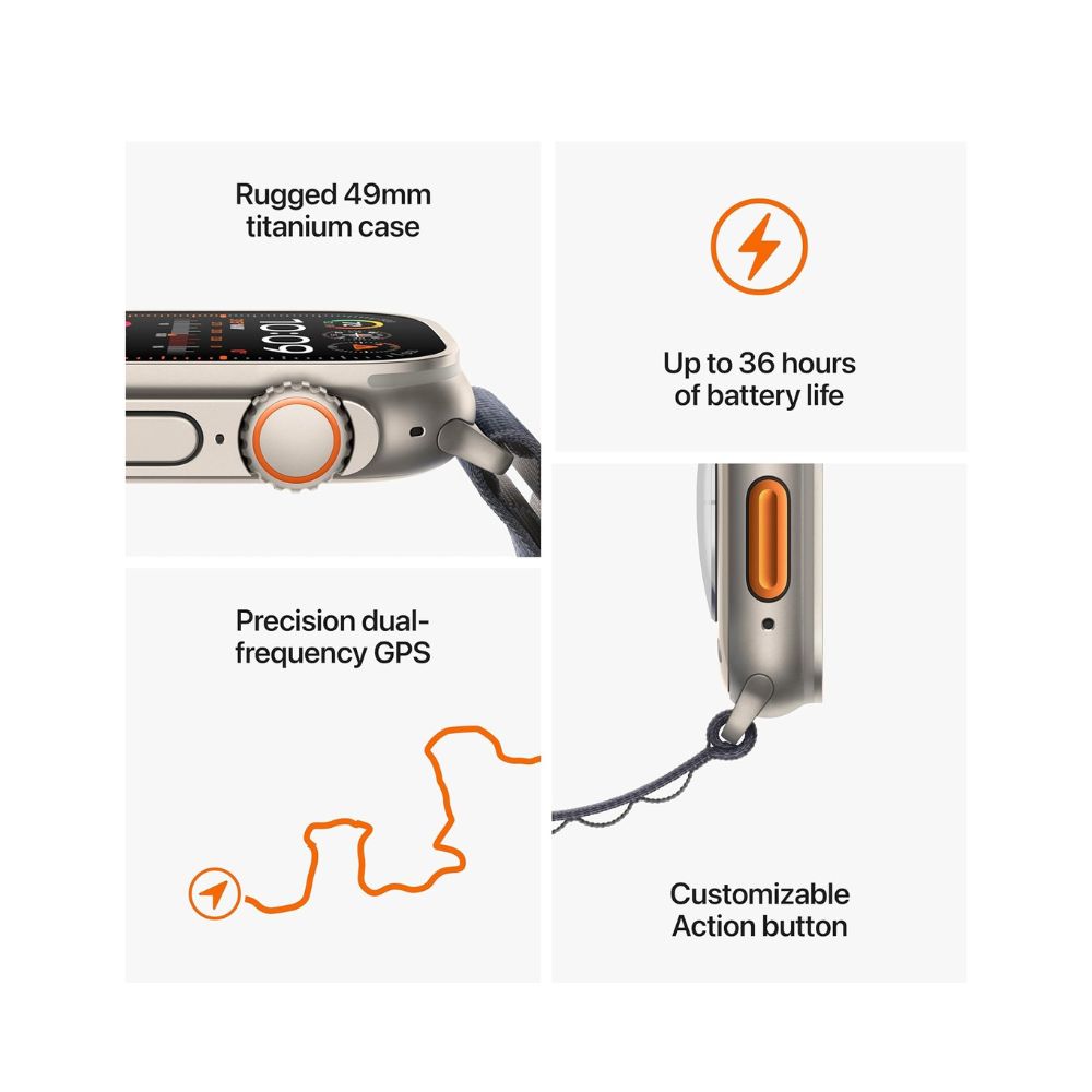 Apple Watch Ultra 2 GP + Cellular 49mm Titanium Case with Olive Alpine Loop Band - (M) - MREY3LW/A