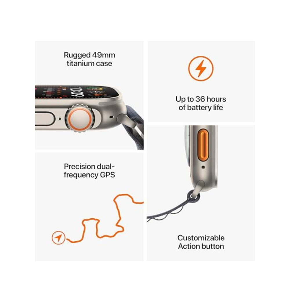 Apple Watch Ultra 2 GPS + Cellular 49mm Titanium Case w/ Blue Alpine Loop Medium - Titanium -  MREP3LW/A