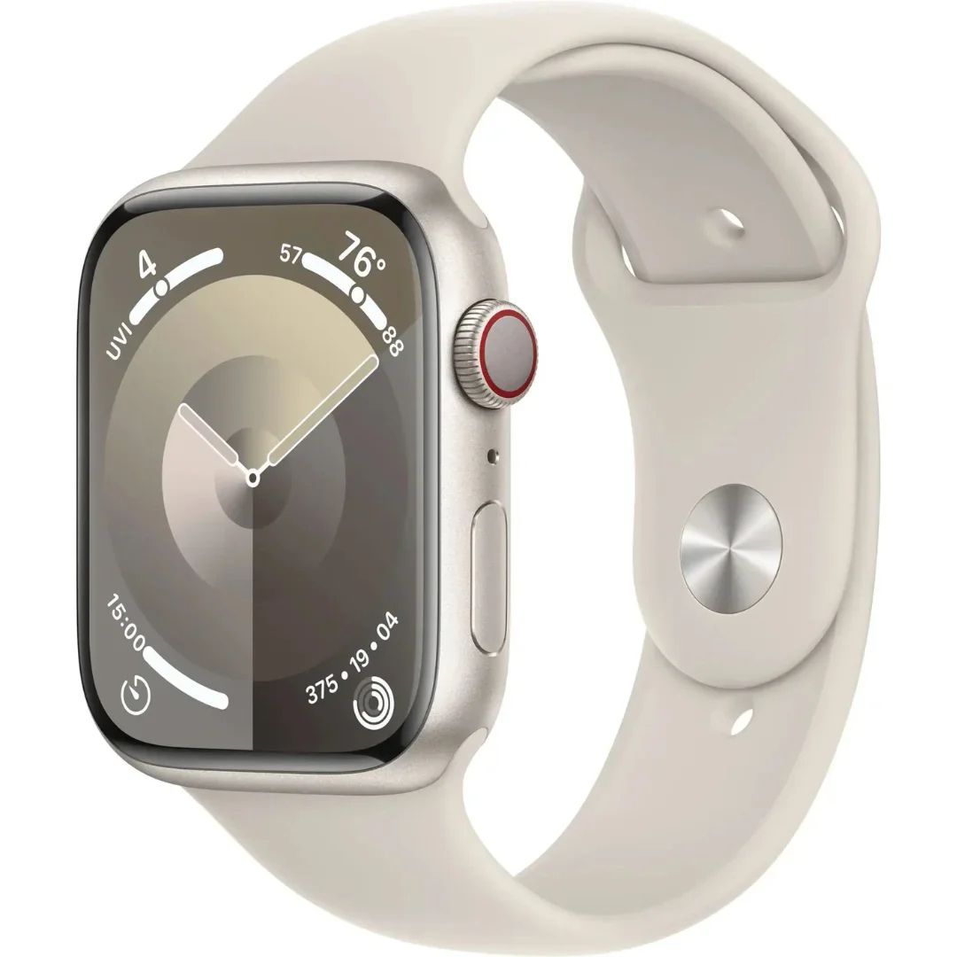 Apple Watch Series 9 (GPS+Cell) 45mm Aluminum Case - Starlight Sport Band (M/L) - Starlight
