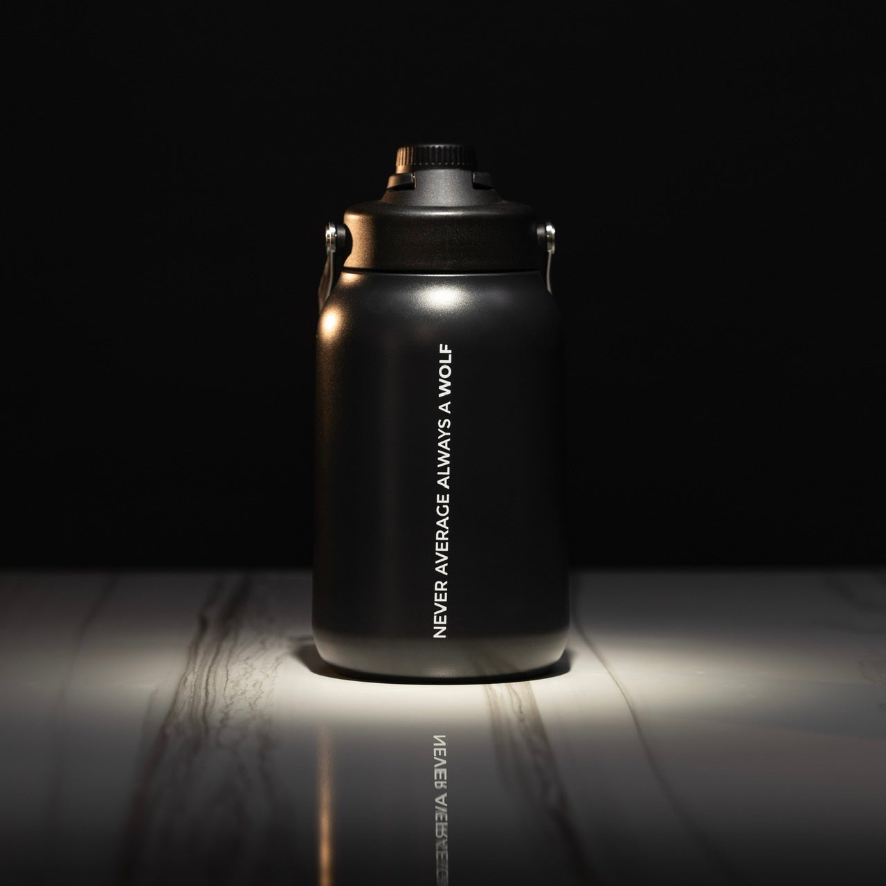 64oz Flask Black White Letters