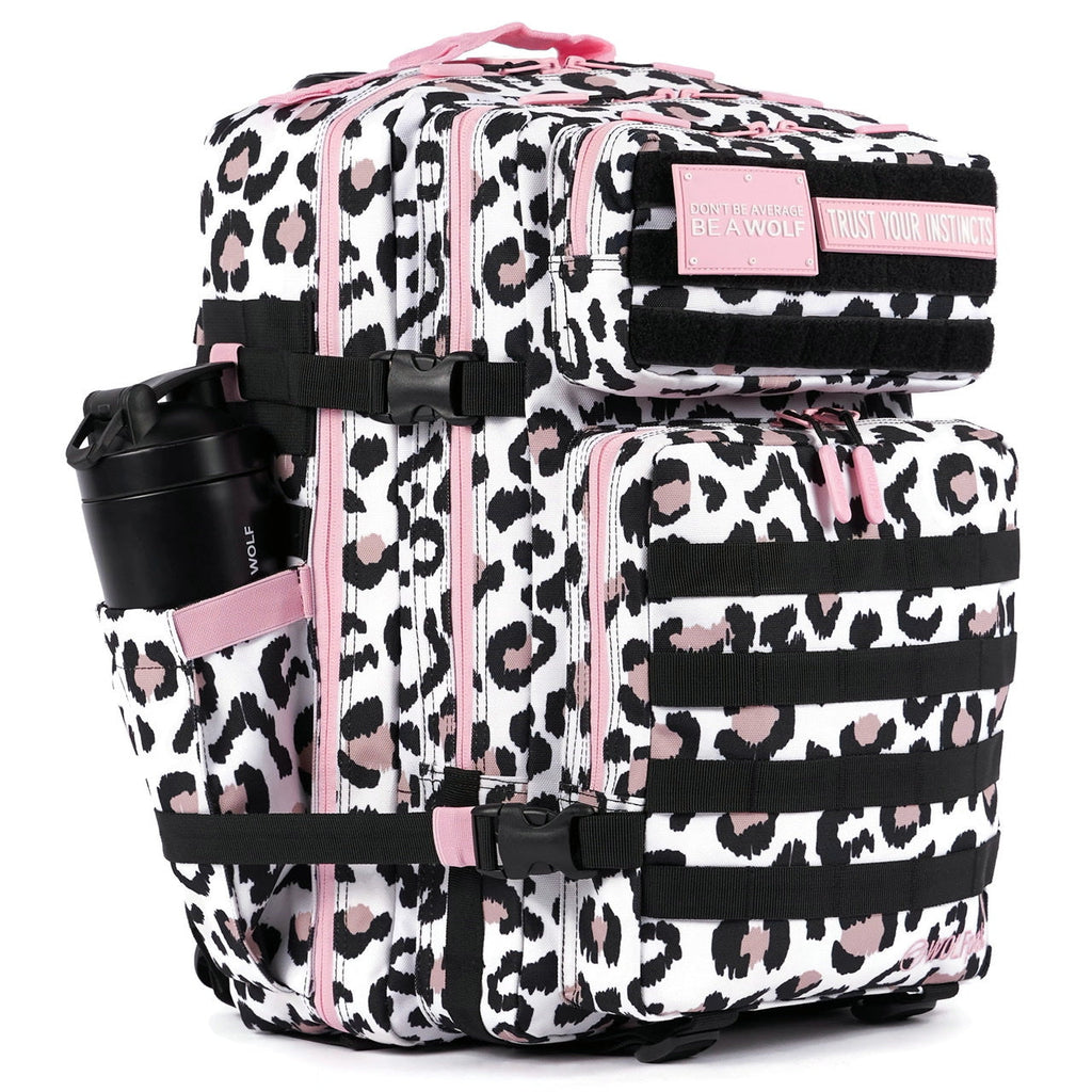 45L Backpack Leopard Pink Zip