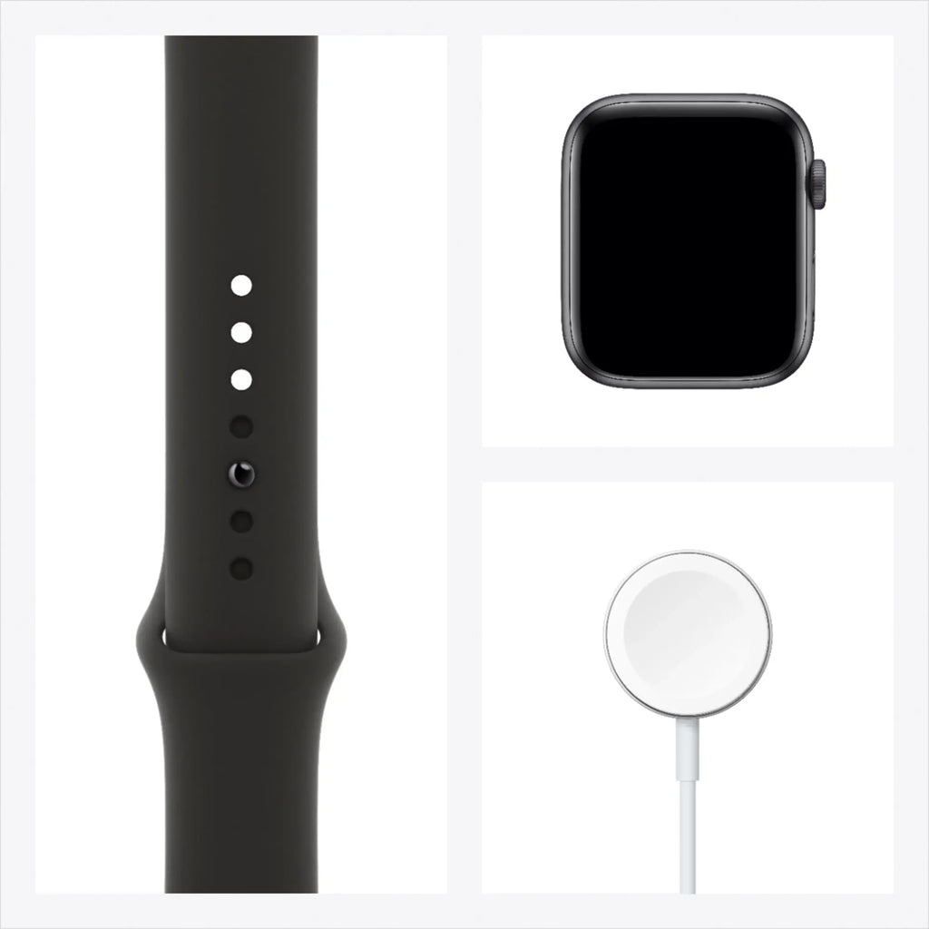 Apple Watch Series 6 (GPS + Cellular) 44mm Aluminum Case with Black Sport Band - Space Gray - M07H3LL/A