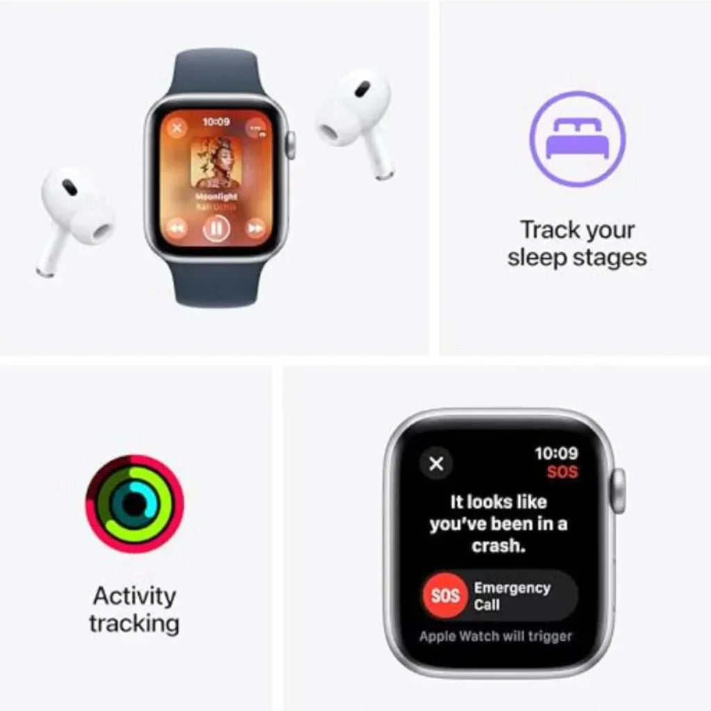 Apple Watch SE 2nd Generation (GPS) 44mm Midnight Aluminum Case with Midnight Sport Loop - MREA3LL/A