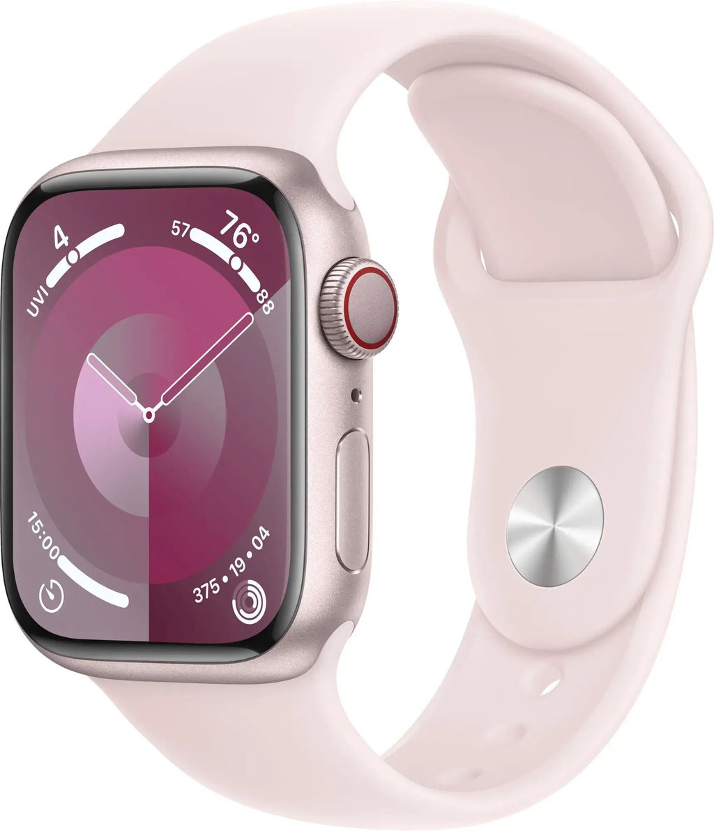 Apple Watch Series 9 (GPS+Cell) 41mm Pink Aluminum Case w/ Light Pink Sport Band - S/M