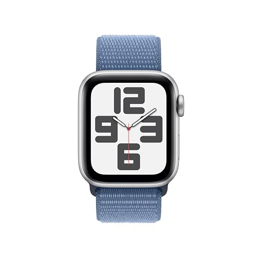 Apple Watch SE 2nd Generation (GPS) 40mm Silver Aluminum Case with Winter Blue Sport Loop - MRE33LL/A