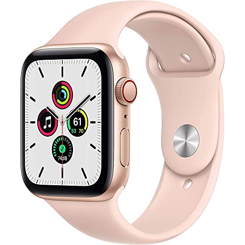 Apple Watch SE 1st Gen 44mm (GPS + Cellular) Gold Aluminum Case with Pink Sand Sport Band - MYEP2LL/A