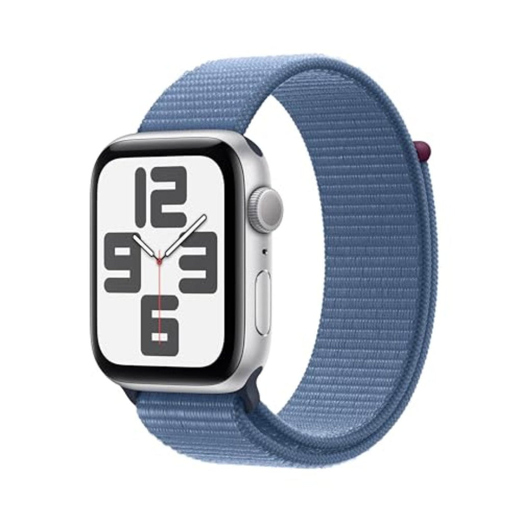 Apple Watch SE 2nd Gen GPS 44mm Silver Aluminum Case Blue Sport Loop - MREF3LL/A