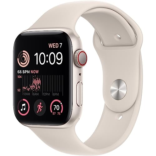 Apple Watch SE (2nd Gen) (GPS + Cellular, 40mm) - Starlight Aluminum Case with Starlight Sport Band, S/M - MNTK3LL/A