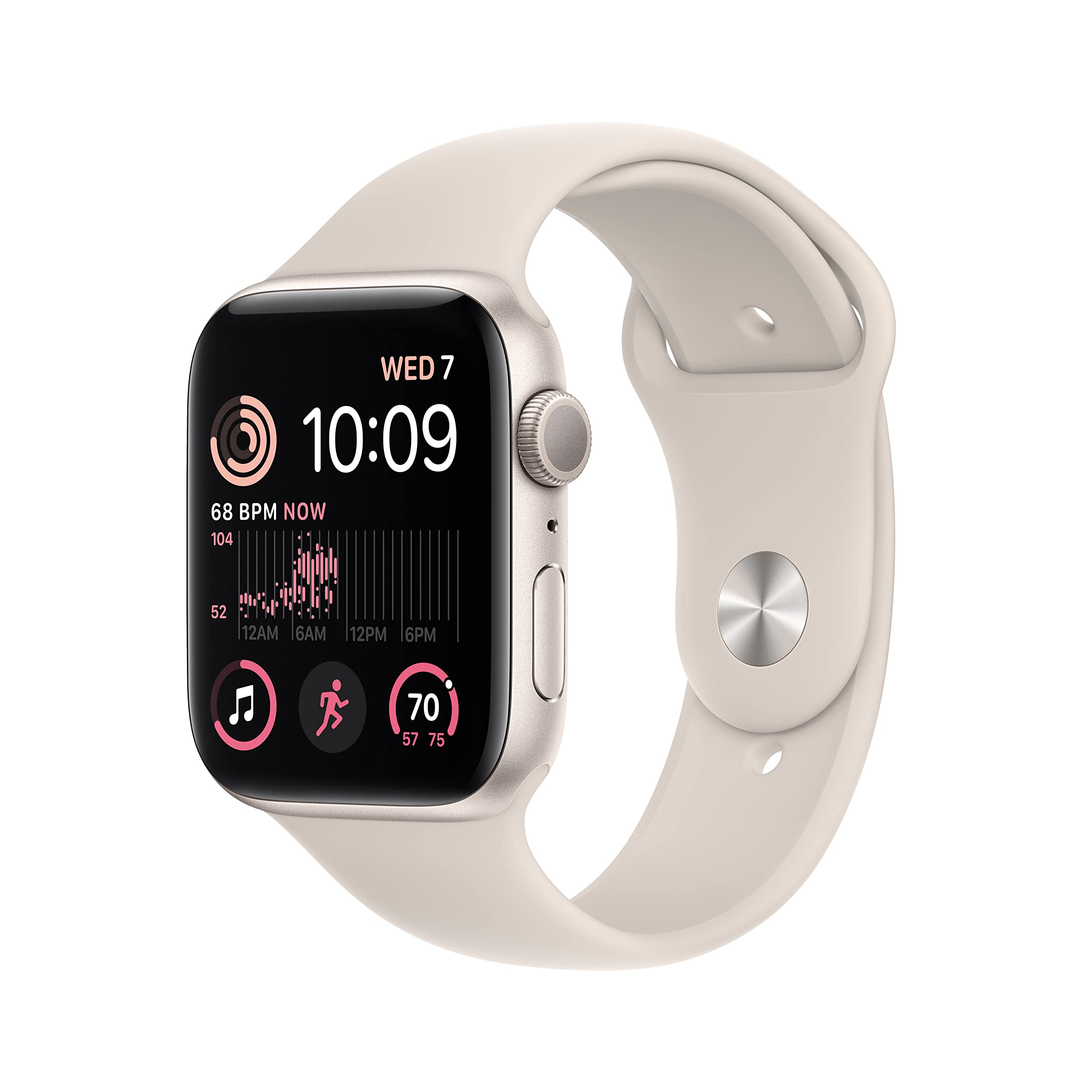 Apple Watch SE 2nd Generation (GPS) 44mm Aluminum Case with Starlight Sport Band - S/M - MNTD3LL/A