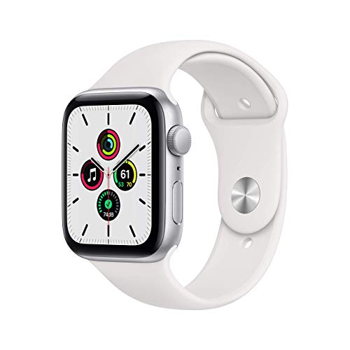 Apple Watch SE (GPS) 44mm Silver Aluminum Case with White Sport Band - MYDQ2LL/A