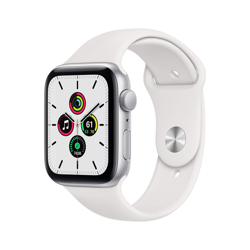 Apple Watch SE (GPS + Cellular) 44mm Silver Aluminum Case with White Sport Band - Silver - (2020) - MYEM2LL/A