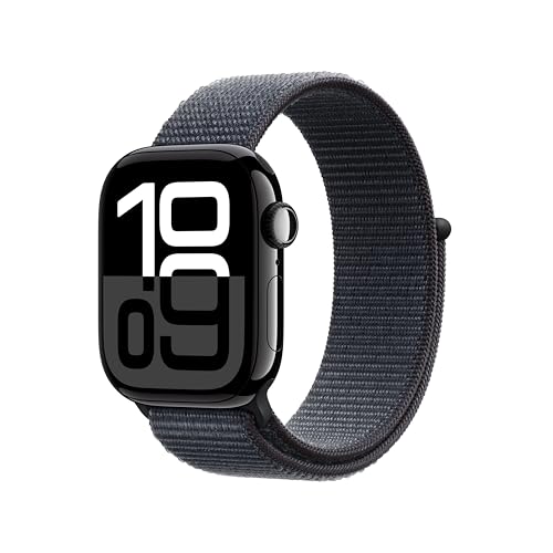 Apple Watch Series 10 (GPS+Cellular) 42mm Aluminum Case with Ink Sport Loop - Jet Black - (2024)