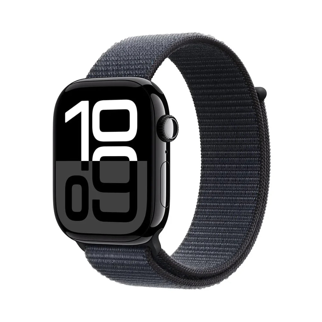 Apple Watch Series 10 (GPS+Cellular) 46mm Jet Black Aluminum Case w/ Ink Sport Loop - MWY53LW/A